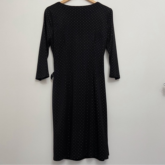 Frank Lyman black dress wrap beaded silver studd 3/4 sleeves flattering noir 12 - Picture 4 of 16